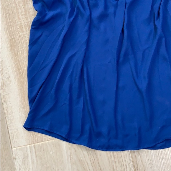 Royal Blue Short Sleeve V Neck Blouse Top - Picture 5 of 8